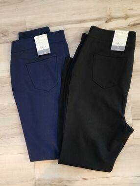 Style & Co. Plus 2 Pair Mid Rise Leggings Black Ponte and Blue Basic Size 0X
